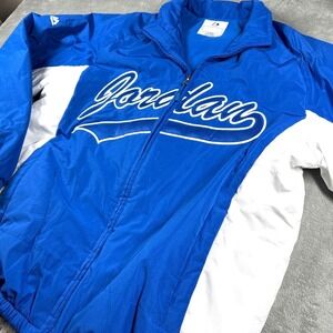 Majestic Good Guys Men's L Blue White Full Zip Fleece Lined Jacket
